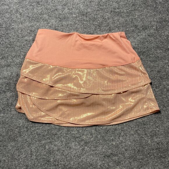 Lucky In Love Skirt Skort Womens XS Pink Metallic Scallop Tennis Golf Pickleball - Picture 2 of 8